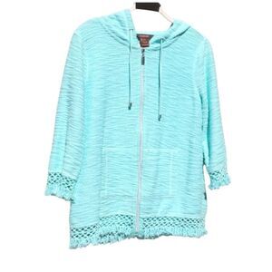 MULTIPLES Spring Hoodie Lightweight Mint Green Zip Jacket Medium